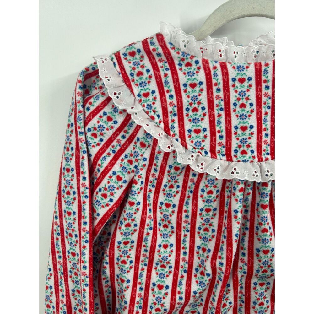 Lanz Of Salzburg Girls Nightgown Size M 7/8 Classic Red Heart Tyrolean Fleece - Picture 5 of 5